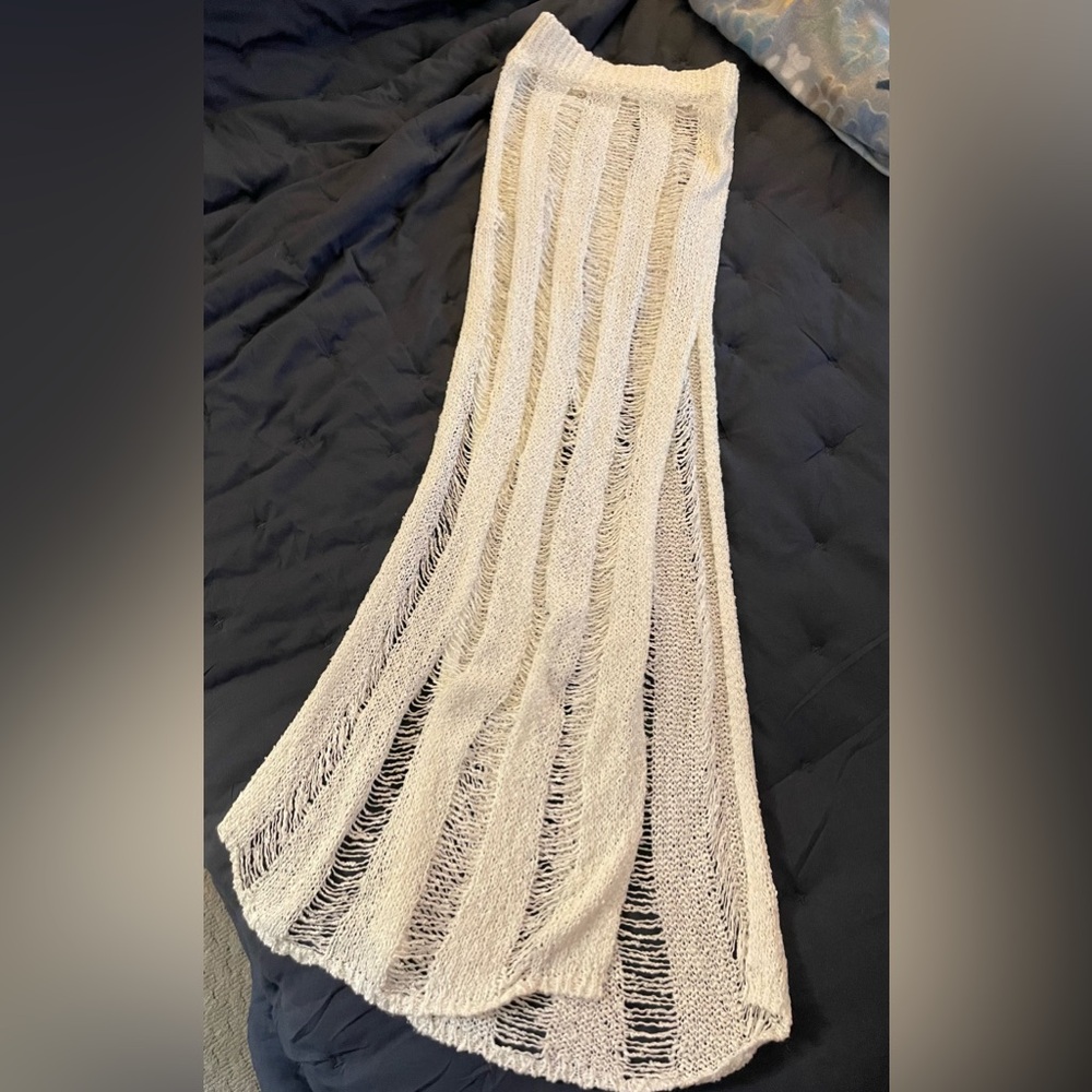 Fashion nova cream knit maxi skirt